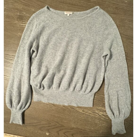 Demylee Cashmere Bishop Billow Sleeve Gray Knit Sweater Small Quiet Luxury - Picture 2 of 8